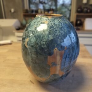 Large Strelitzia crystalline glazed vase 2